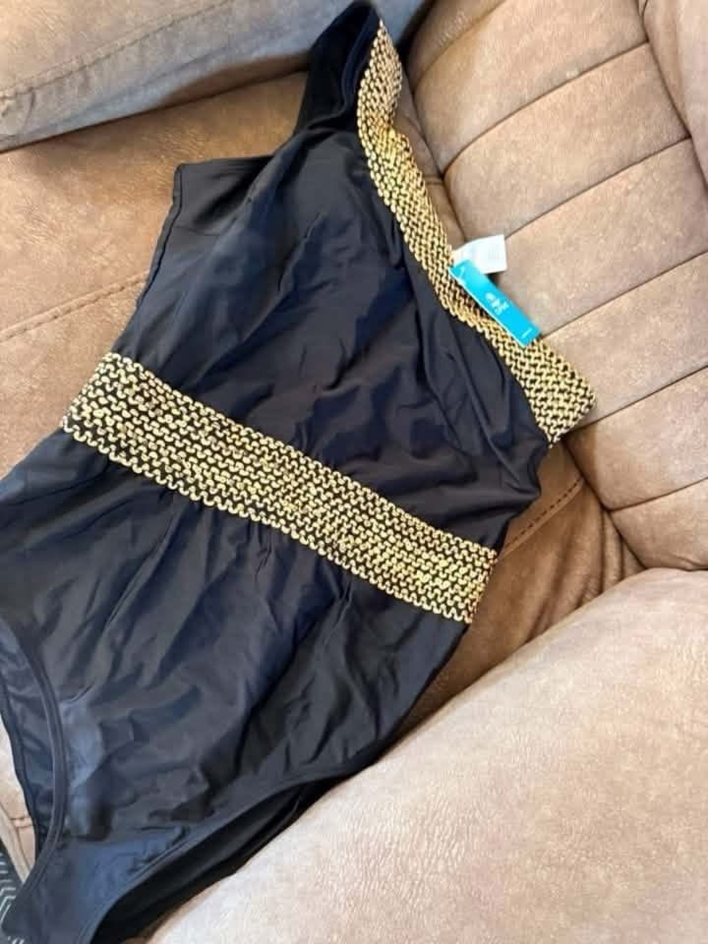 Cupshe Black One-Piece Swimsuit with Gold Trim